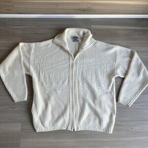 Vintage 90s Sweater House Cardigan Sweater White Cream Men's Size XL Made In USA
